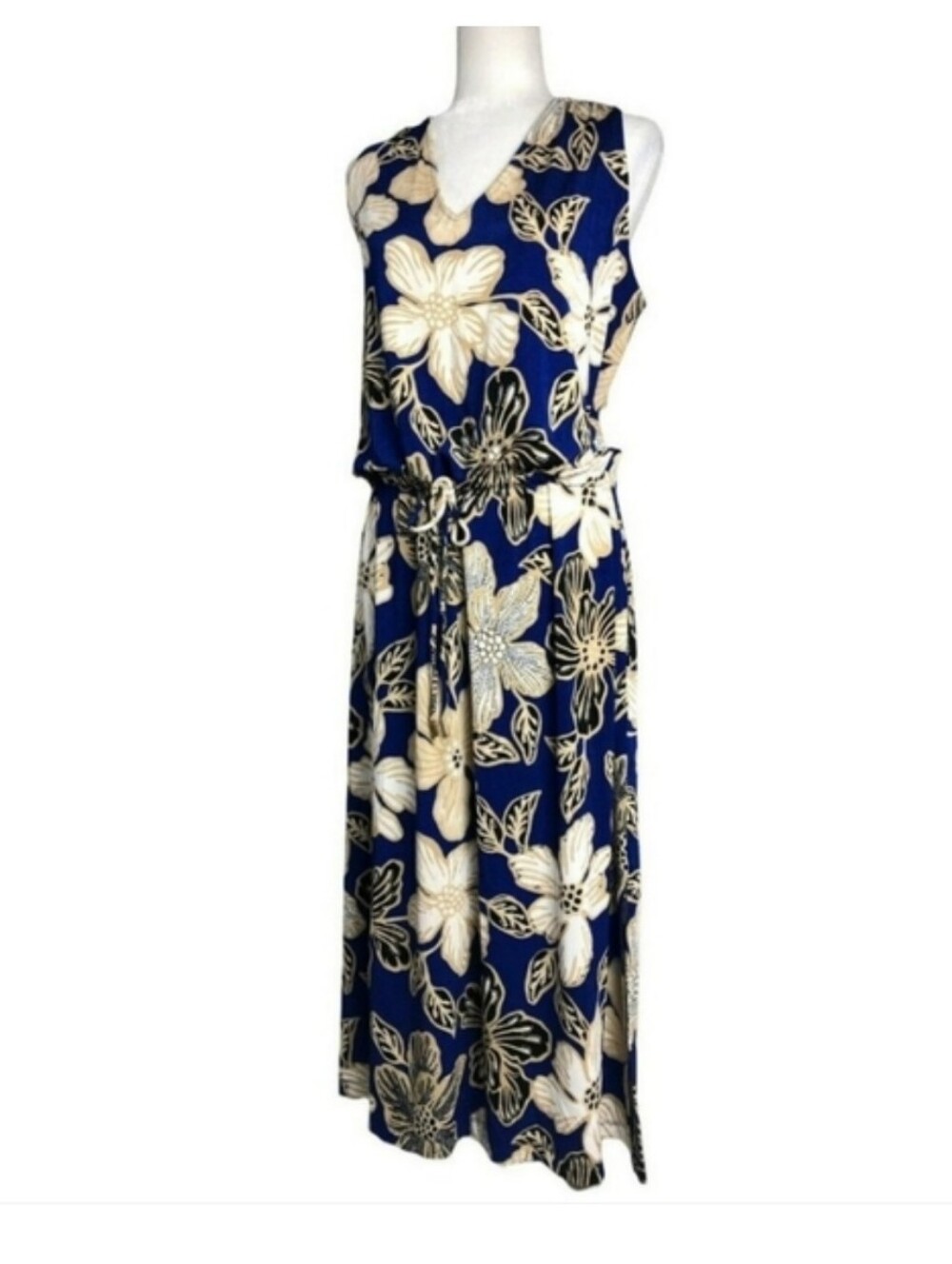 Chico's By Travelers Blue Floral Sleeveless Maxi Dress - Picture 2 of 10